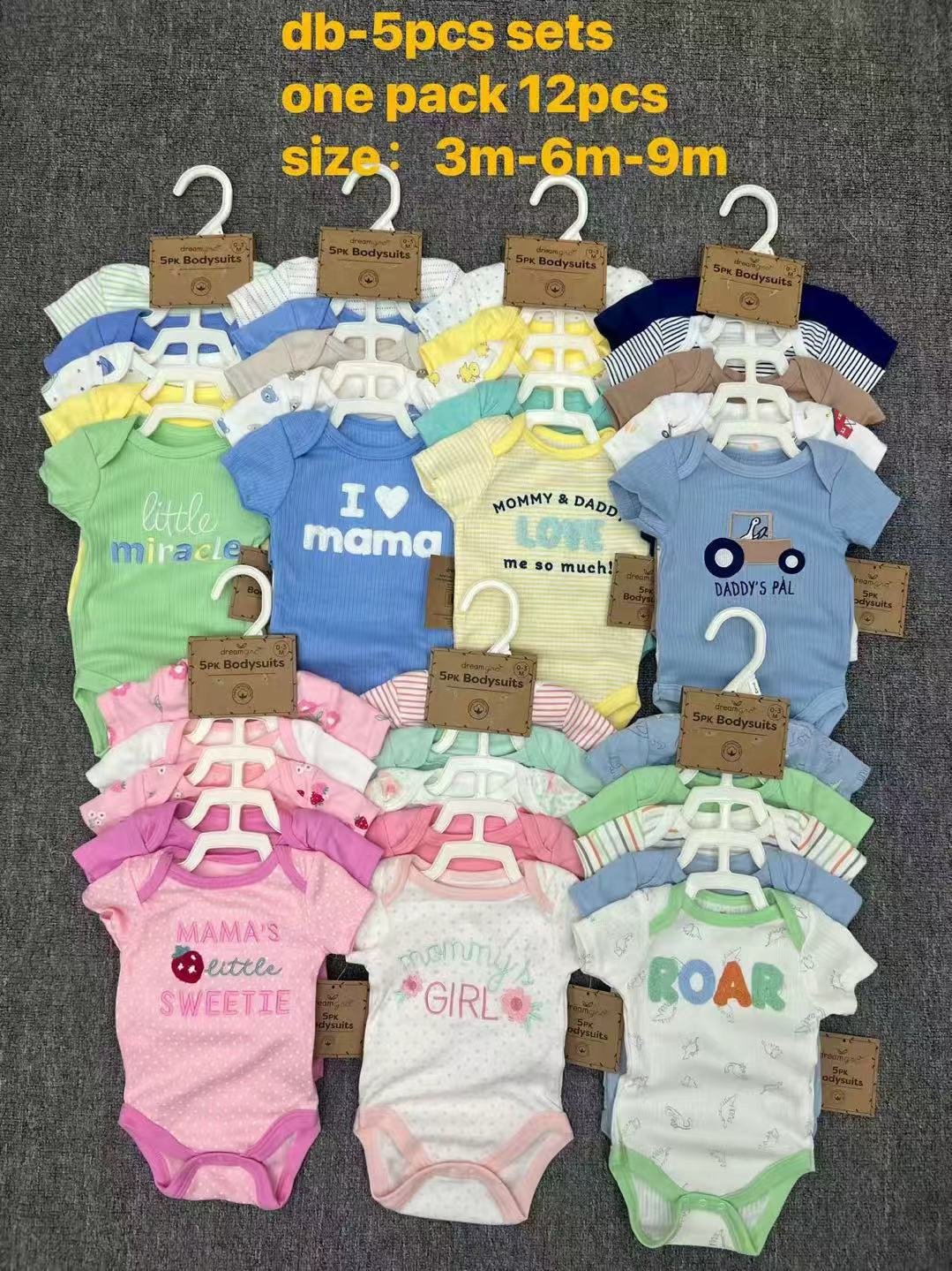 Baby Summer T-Shirt Shorts Hat 3-Piece Set - 12pcs Pack-image